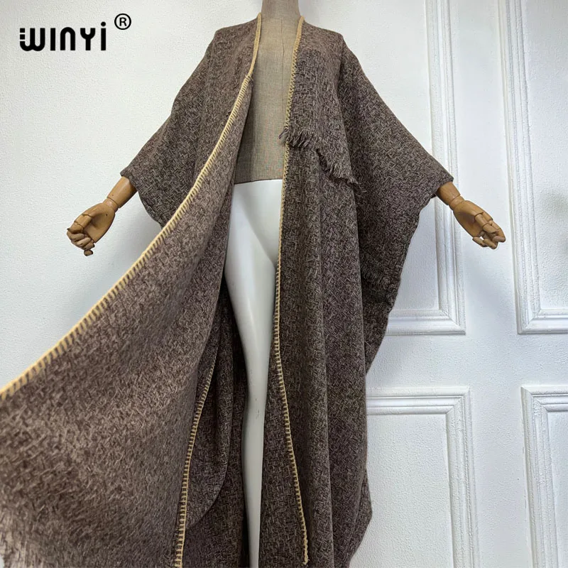 WINYI new winter cardigan Women Africa monocolour high quality coat Loose kimono elegant Warm Female dress winter coat women