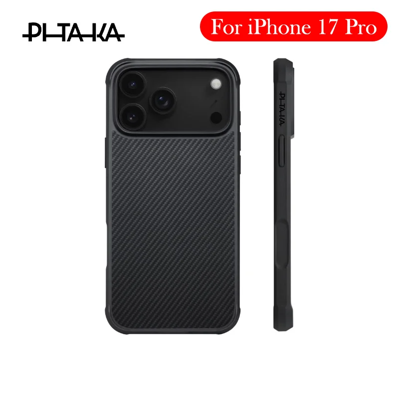 

Чехол PITAKA из углеродного волокна для iPhone 17 Pro, задняя крышка с кевларовой беспроводной зарядкой для IPHONE 17 PRO MAX