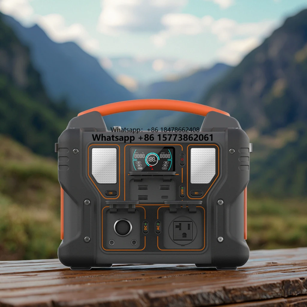 

Портативная зарядная станция для дома и кемпинга, 500 Вт, 220 В, с беспроводной зарядкой, выходом для ЕС, на литиевых элементах, солнечный генератор