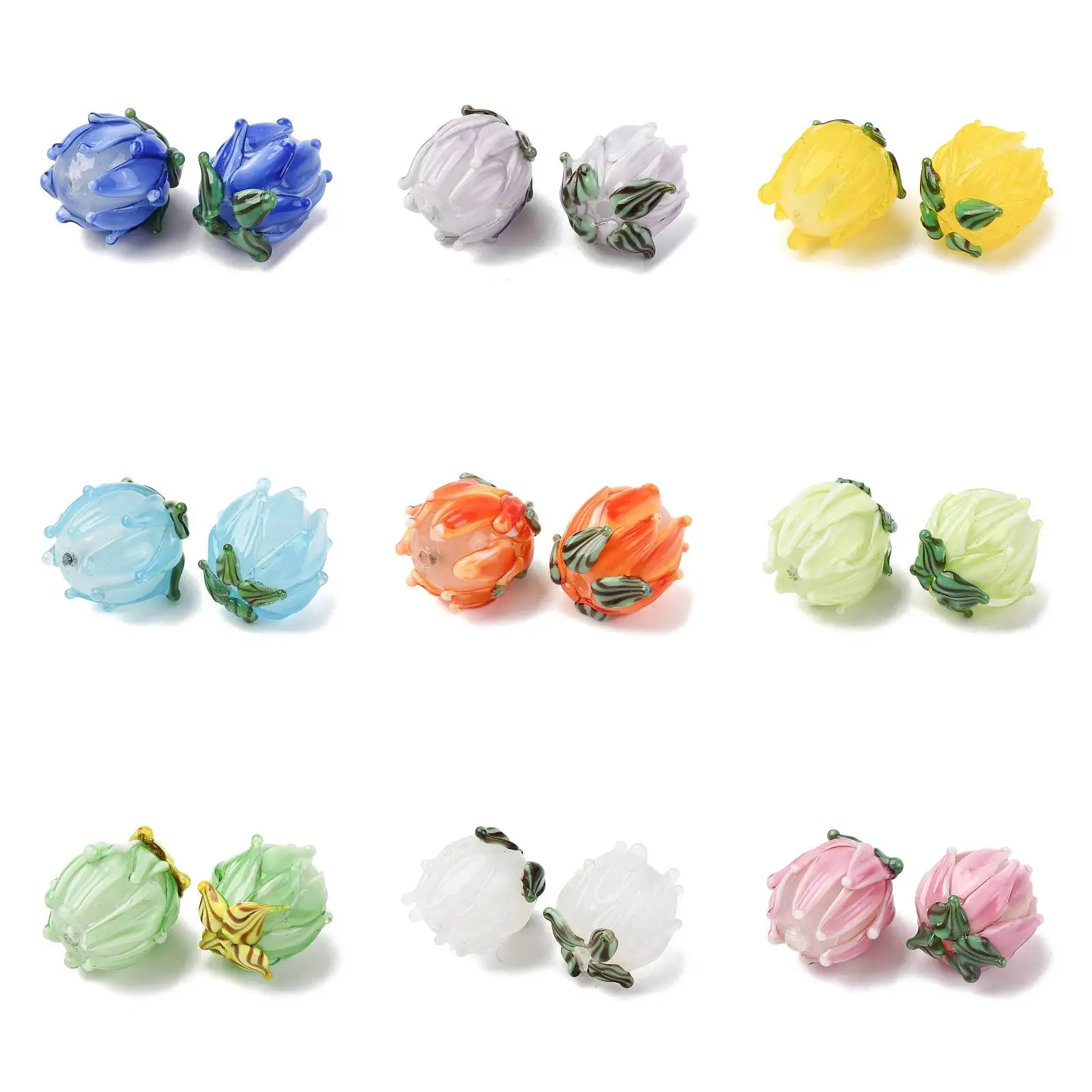 Perles tulipes faites à la main, 20 pièces, fleurs colorées, perles en vrac pour la fabrication de bracelets, colliers, bijoux, accessoires artisanaux