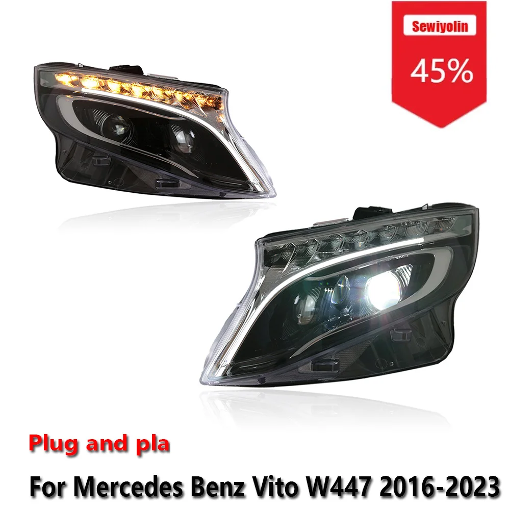 

Sewiyolin Car LED Upgrade Headlight Accessories For Mercedes Benz Vito W447 2016-2023 DRL Brake Turn Signal Lamp Plug and Play