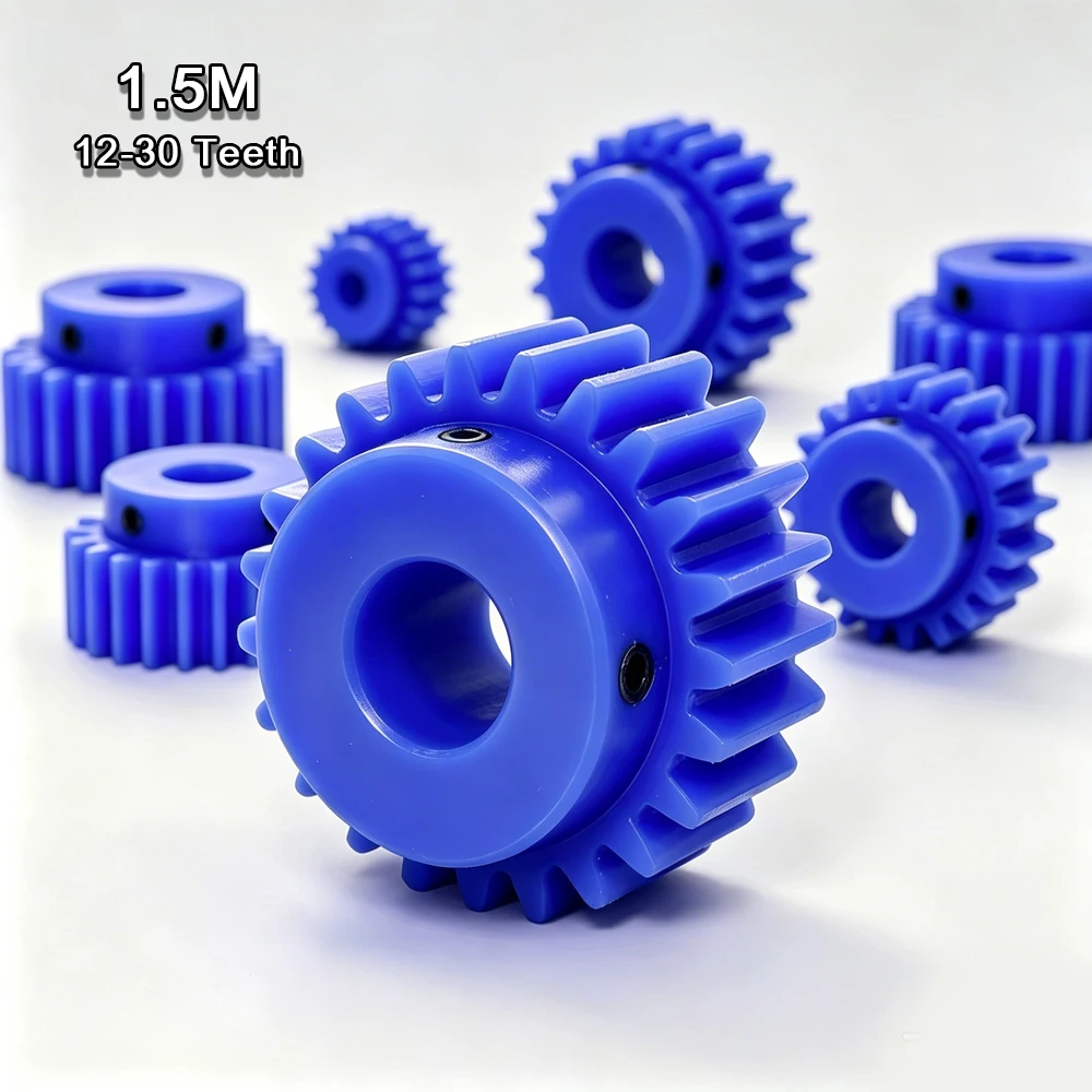 1PCS 1.5M Nylon Spur Gear 12/13/14/15/16/17/18/19/20/21/22/23/24/25/26/27 Teeth Blue Plastic Gear for Industrial Drive