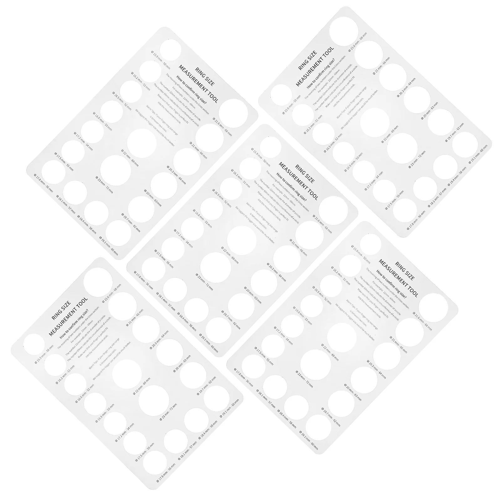 

5 Pcs Ring Sizer for Loose Rings Measuring Card Tool Hand Bracelet Tools Man Sizing