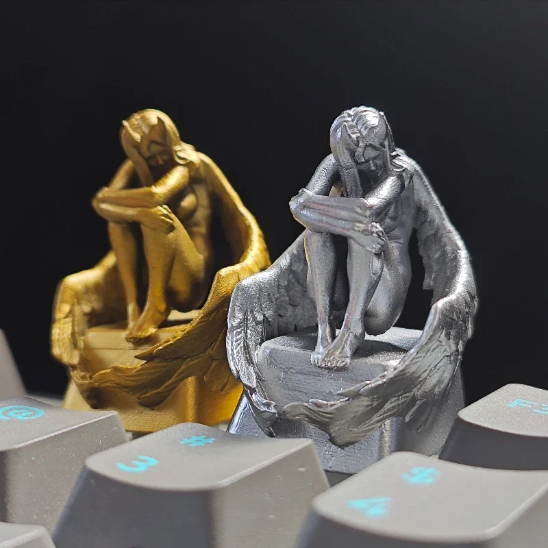

Point Angel Keycap Gold/Silver Artisan DIY Keyboard Cap Original Anime Custom Personality Gaming KeyCap for Mechanical Keyboard
