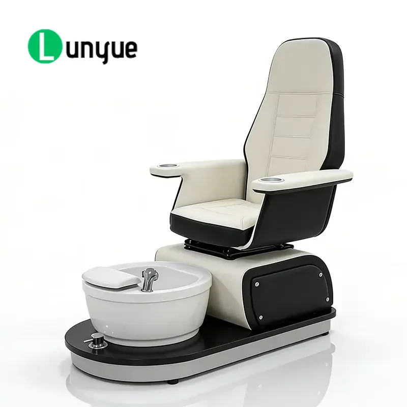 Modern Minimalist Luxury Rotating Pedicure Chair with Drain Pump for Nail Foot Care Spa Equipment