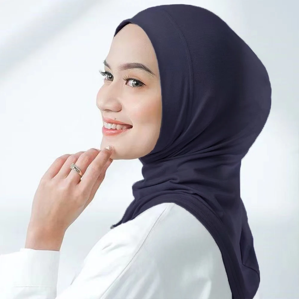 Bonnet Hijab Nikpour Femme, Sous-Écharpe Musulmane, Doux, artificiel astique, Respirant, Décontracté, Faux Col