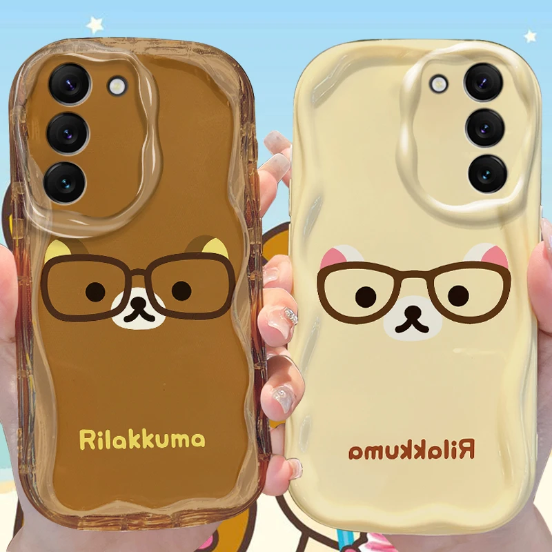 R-Rilakkuma Wave Hülle für Samsung Galaxy S25 S24 S23 S22 S21 Ultra Plus S20 FE A73 A72 A71 A56 A55 A54 5G A52 A52S A51 4G Abdeckung