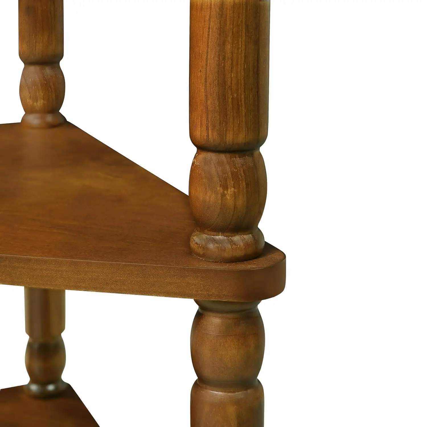 33.8'' Small Triangle Corner Table,3 Tier End Corner Table with Open Shelf and Solid Wood Legs,Wood Corner Side, Customized
