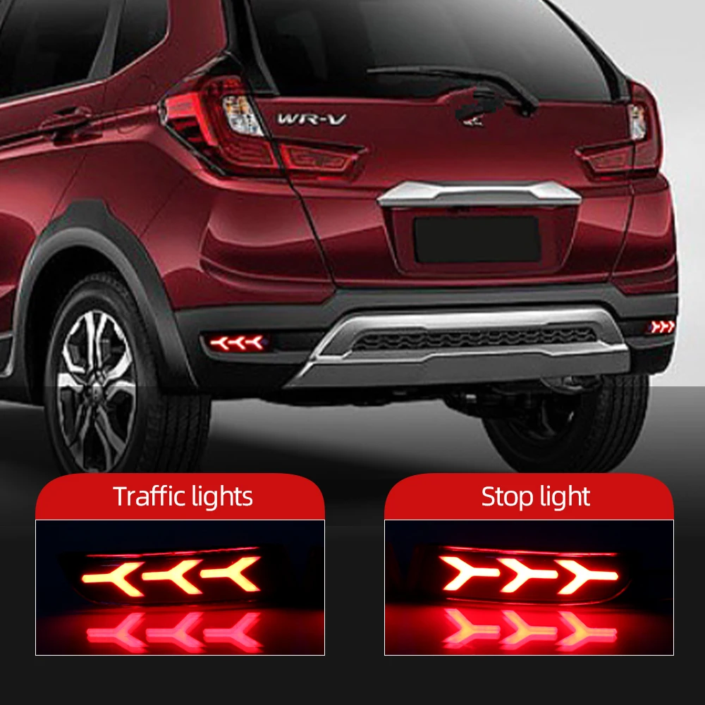 

Nice 2Pcs For Honda WRV WR-V 2017 2018 Rear Bumper Reflector LED Brake Light Driving Braking lights Fog Lamp