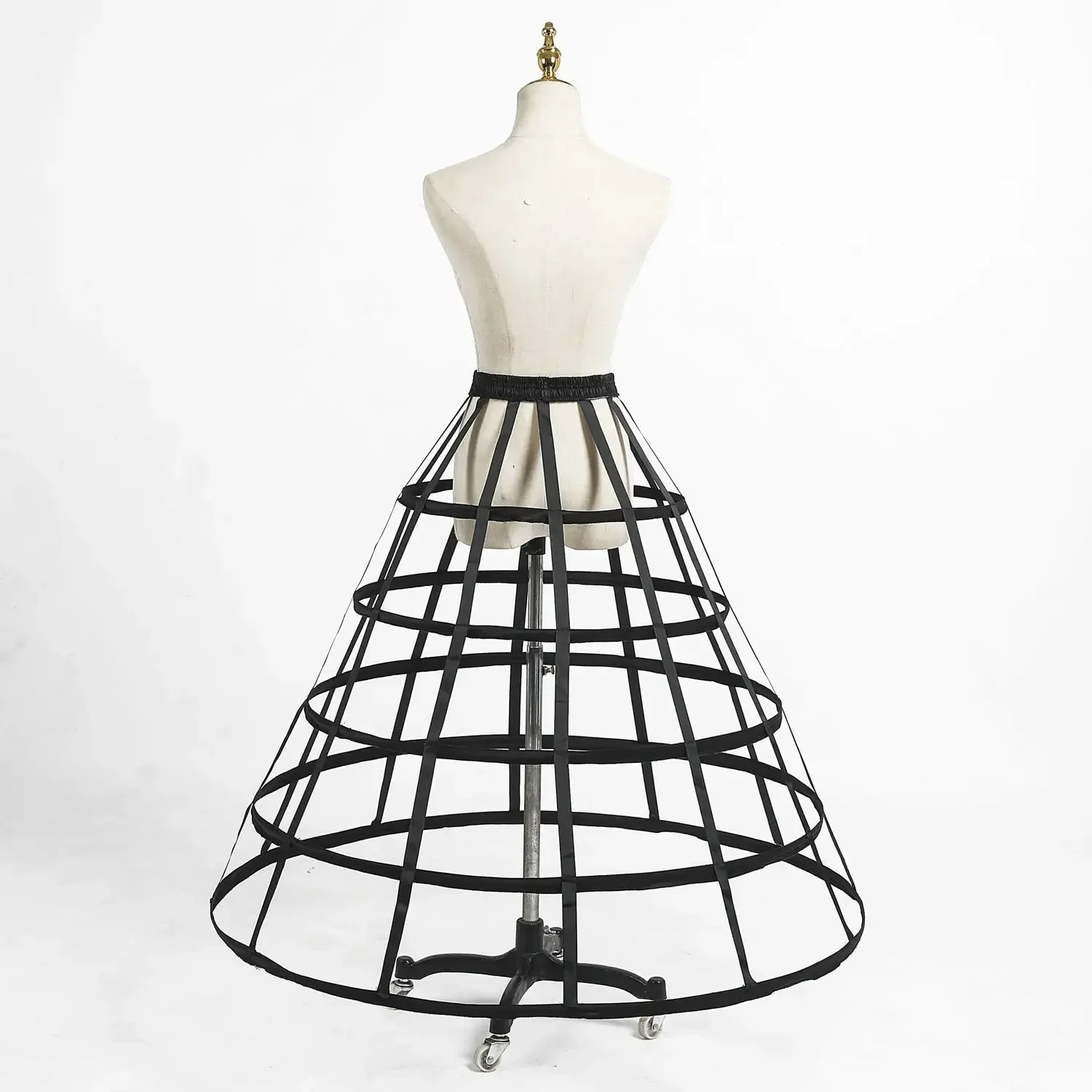 Women's Hollow Pannier Hoop Underskirt 5 layer A shape A-line Bustle Petticoat for Royal Gown Ball dress