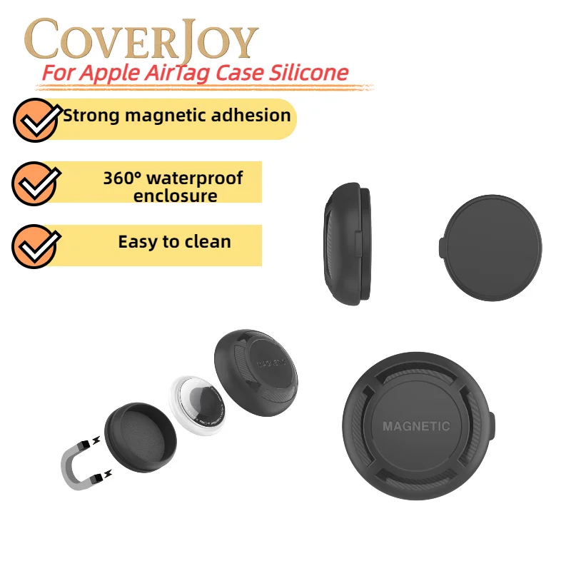 

CJ For AirTag Case with Adhesive Sticker Waterproof Slim Secure Holder for Luggage Car Bike Anti-Loss Protective Cover