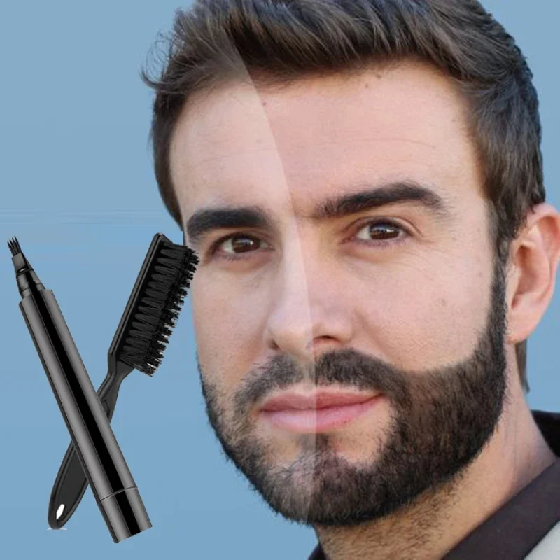 Penna per barba Riempitore per barba Matita per inchiostro Pennello Barba Enhancer Baffi impermeabili marroni Strumenti per modellare colorare Prodotti anti-perdita di capelli