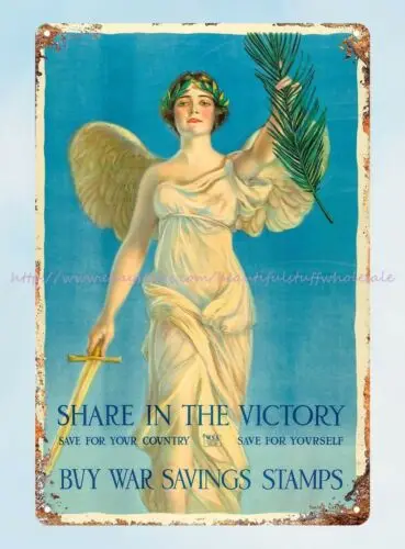 bathroom wall decor USG War Savings Stamps Share In Victory metal tin sign