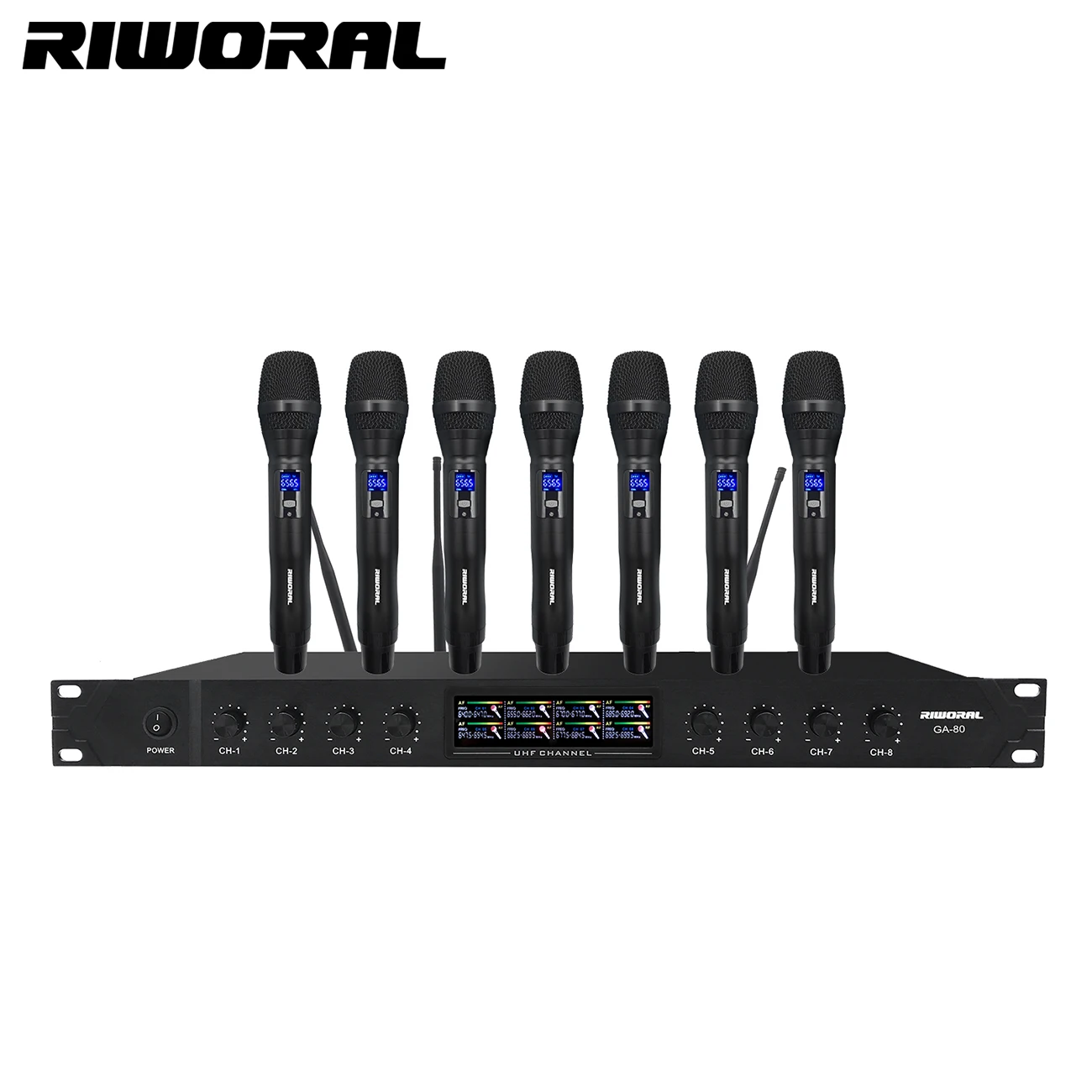 

GA80 Portable Dynamic Handheld UHF Mic 8-Channel Wireless Microphone System for Conference Church Teacher