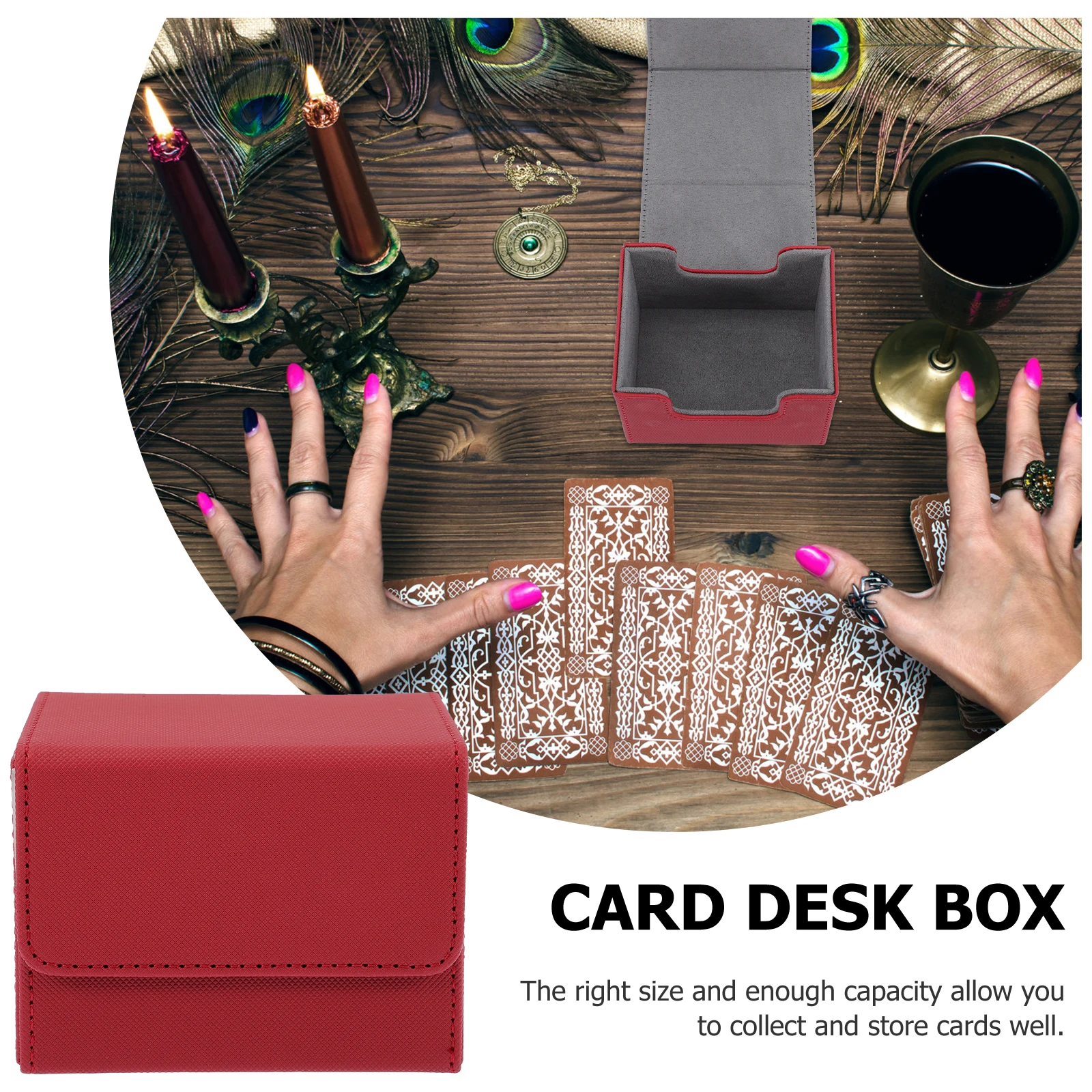 

Card Box Tray Deck Storage High End PU Holder Gaming Case Portable Desk Accessories Box