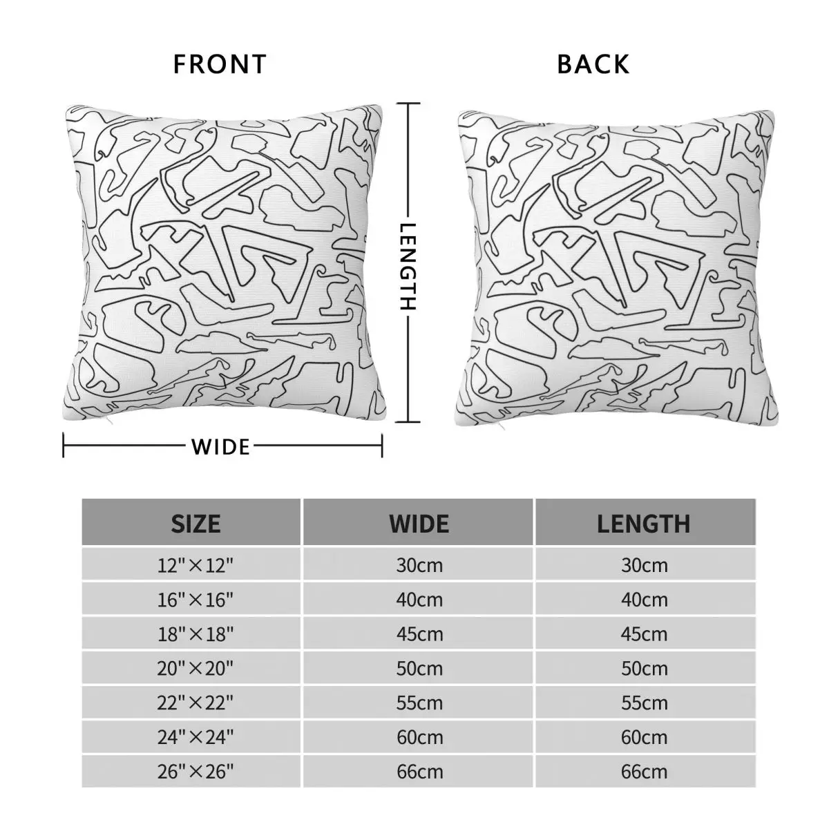 Race Tracks On A White Square Pillowcase Polyester Linen Velvet Pattern Zip Decor Pillow Case Car Cushion Cover