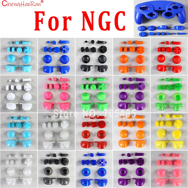 1Full Set L R ABXY Z Keypads Buttons With 3D Thumbsticks Caps For GameCube For NGC D Pads Power ON OFF Buttons