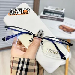 New Style Men's Glasses Frame Rectangle Shape Semi-rimless Eyeglasses Business Style Glass Frames for Men