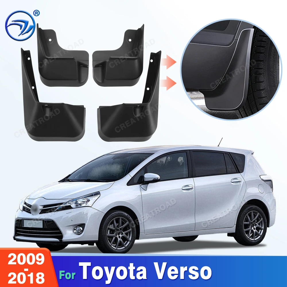 Custom Fit 4PCS Mud Flaps for Toyota Verso 2009 2010 2011 2012 2013 2014 2015 2016 2017 2018 No Drilling Splash Guards Fender