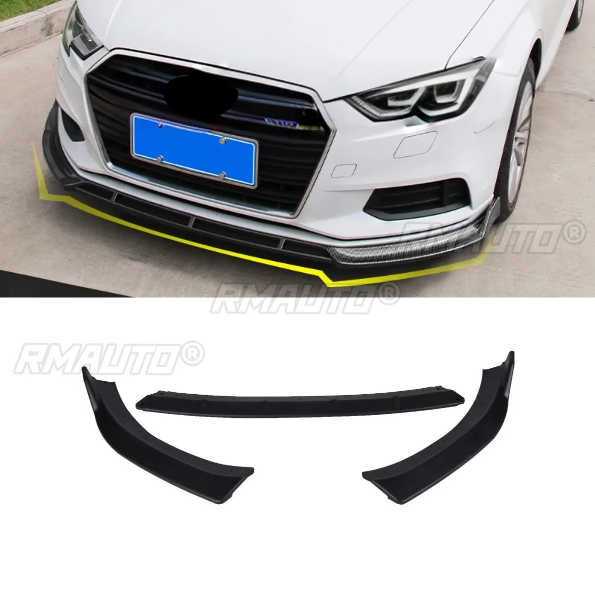 Car Front Bumper Lip Splitter Diffuser Spoiler Bumper Guard For Audi A3 2014-2016 Body Kit Car Accessories