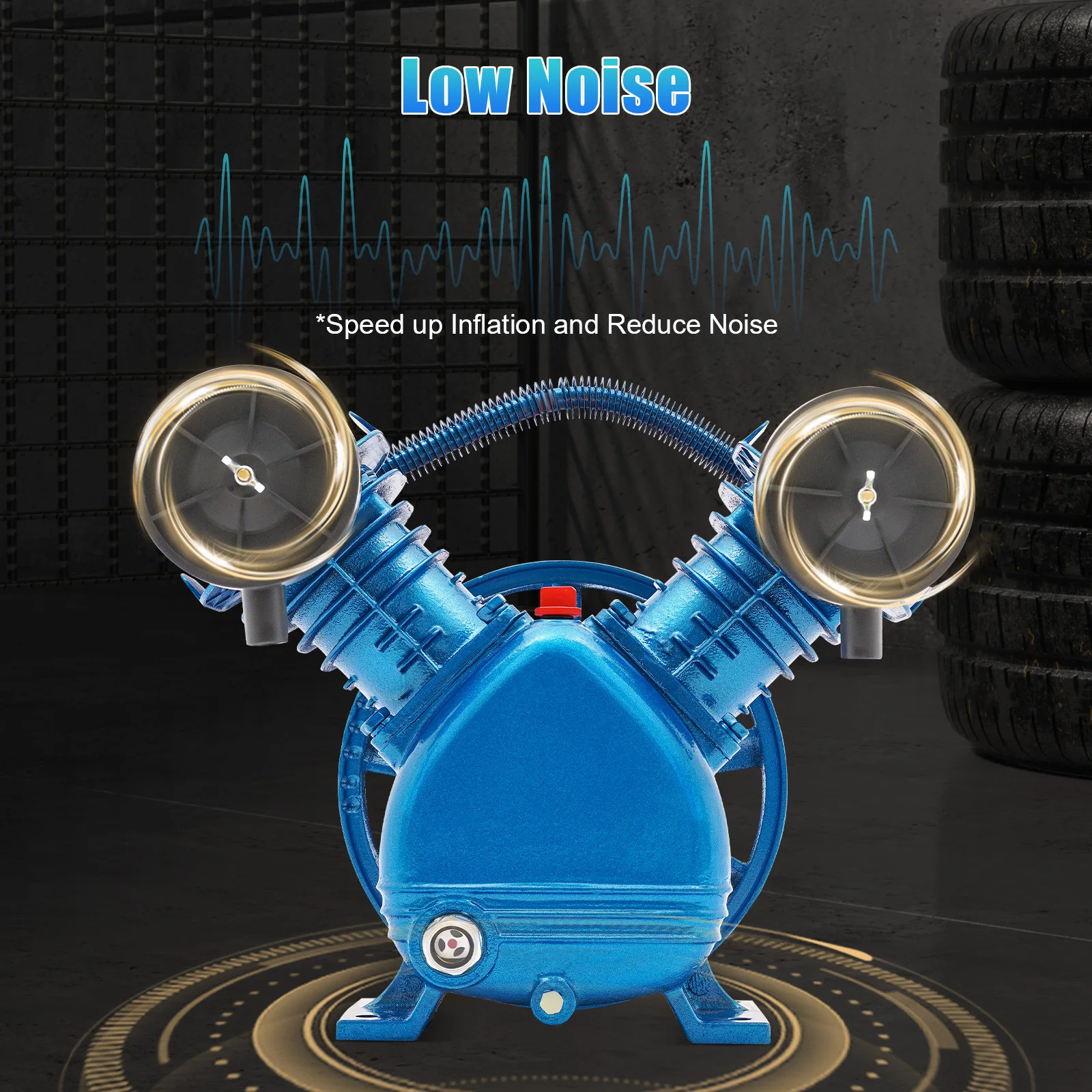 مضخة ضاغط الهواء 3HP 8.8CFM 115PSI مضخة هواء ضاغط حديد الزهر لورش العمل المرآب كفاءة قوية مستقرة