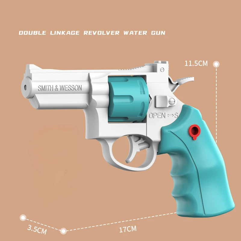 Small Manual Revolver Pistol Mechanical Continuous Firing Water Gun Summer Outdoor Beach Poor Toy Mini Water Gun for Kids