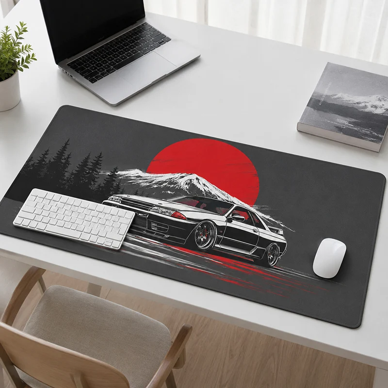Black Sports Car with Red Sun Mouse Pad Gaming XL Large Mousepad XXL keyboard pad Playmat Soft Non-Slip Office Mouse Mats