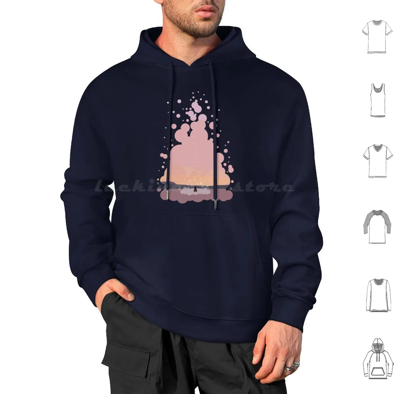 Rocket Landscape Hoodie cotton Long Sleeve Rocket Rockets Space Spacescape Landscape Minimal Minimalist Minimalism