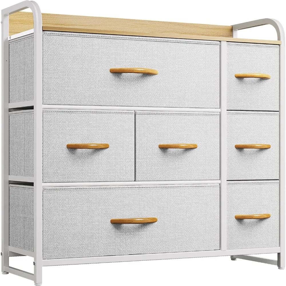 

Dresser with 7 Drawers - Fabric Storage Tower, Organizer Unit for Bedroom, Living Room, Hallway, Closets - Sturdy Steel Frame