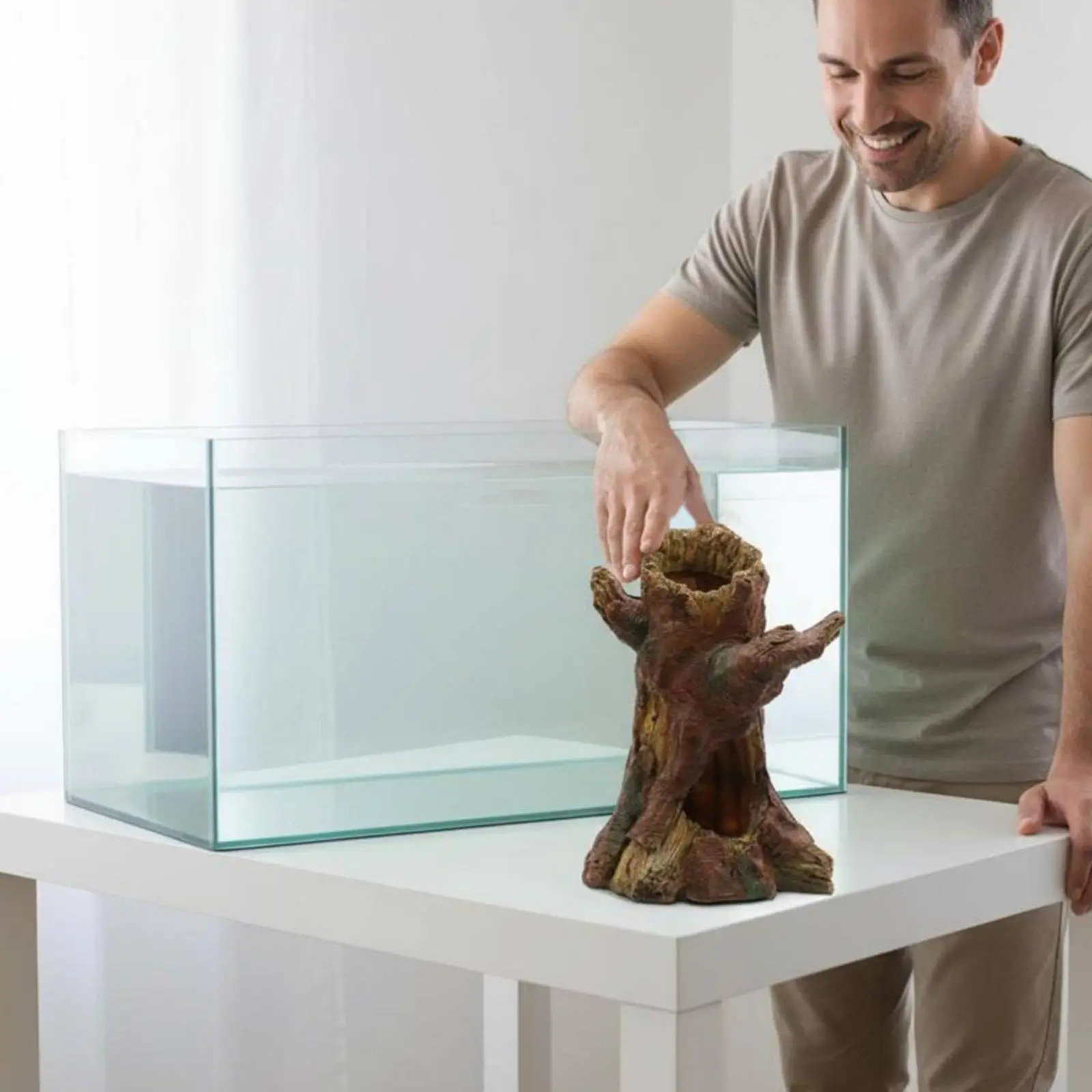 Aquarium Landscaping Artificial Tree Trunk Resin Aquarium Shelter for Terrarium Decoration and Aquatic Box Setup