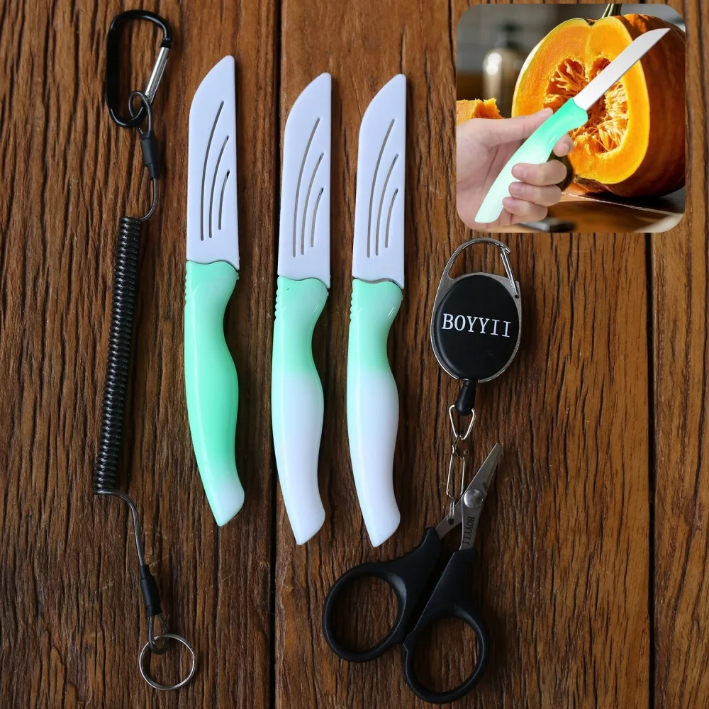 Multi-purpose Stainless Steel Fruit Knife 4-piece Gradient Color Vegetable, Apple, Melon Paring Knife, Household Kitchen Knife