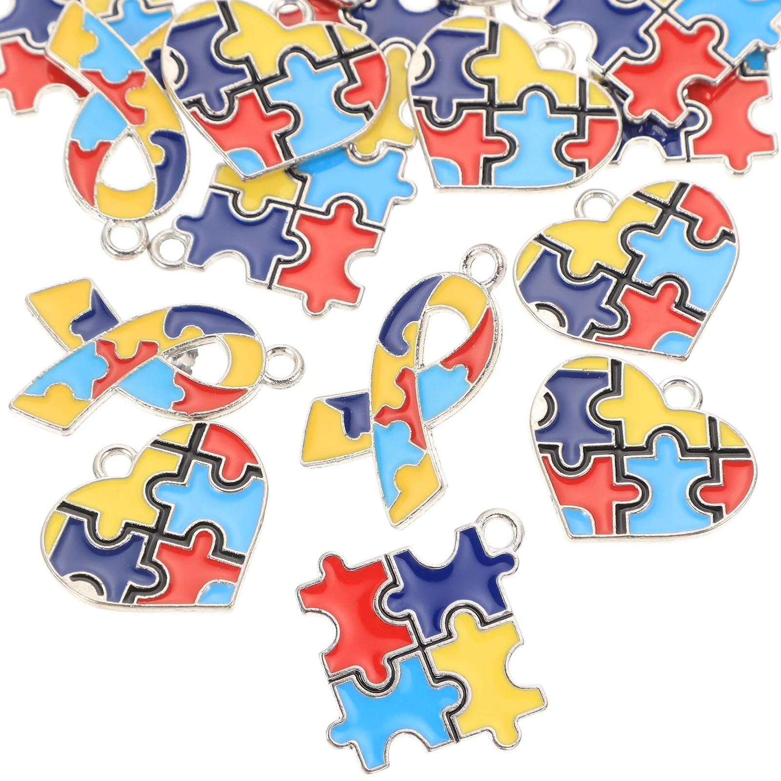 

Autism Pendant Necklace Charms Decorative Hanging Bracelet DIY Accessory Autistic Awareness Craft Alloy Incarnate Mini Puzzles