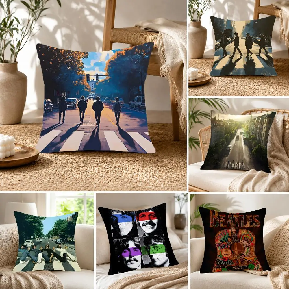Legendary Rock Band T-The Beatles Cushion Cover Fluffy velvet Nordic style plush Living room sofa decorative