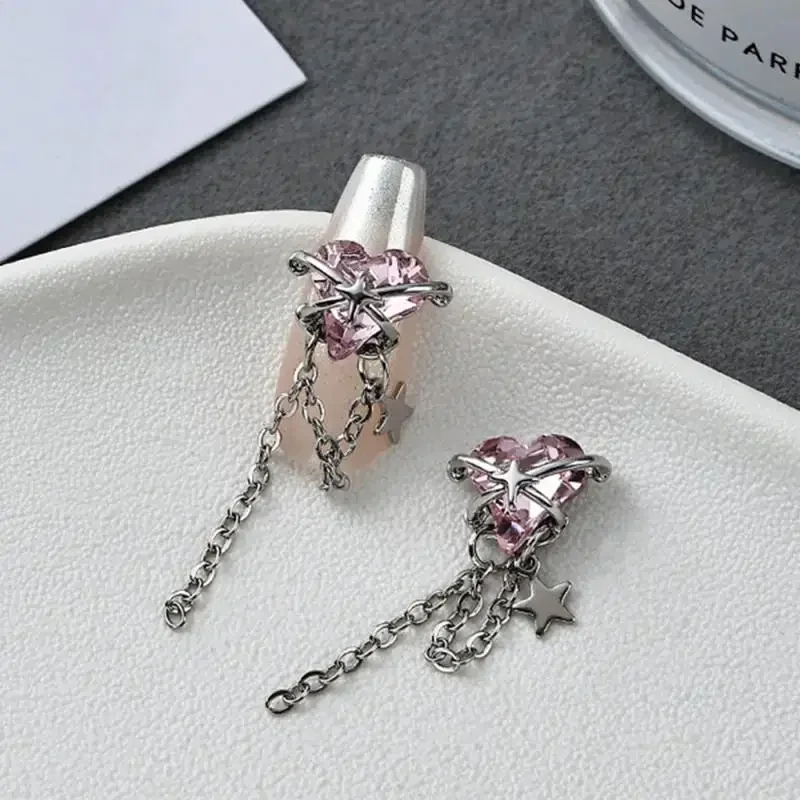 Alloy Nail Art Tassel Chain Shiny Star Silver Chain Nail Jewelry Three-dimensional Manicure Accessories Light Luxury Nail