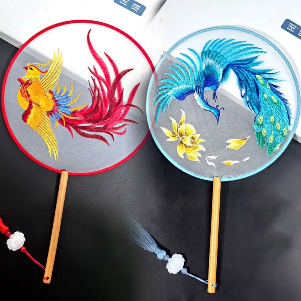 

Creative Embroidered Silk Fan Chinese Style Portable Chinese Ancient Style Round Fan Double-sided Translucent
