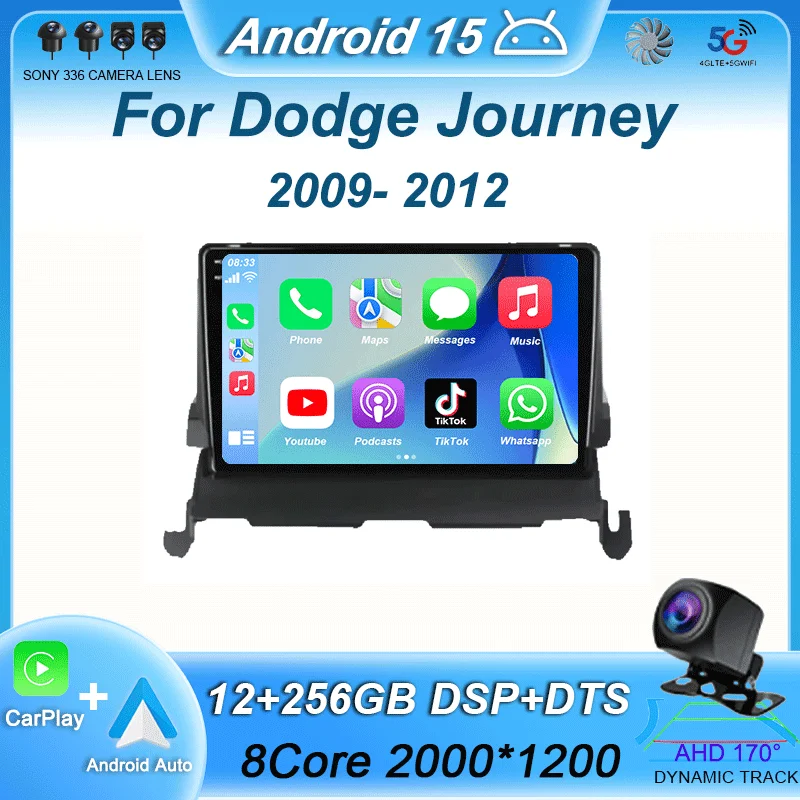 

Android 15 Carplay Auto 4G+WIFI Car Radio For Dodge Journey 2009 2010 2011 2012 Multimedia Video Player 2din GPS Stereo Audio BT