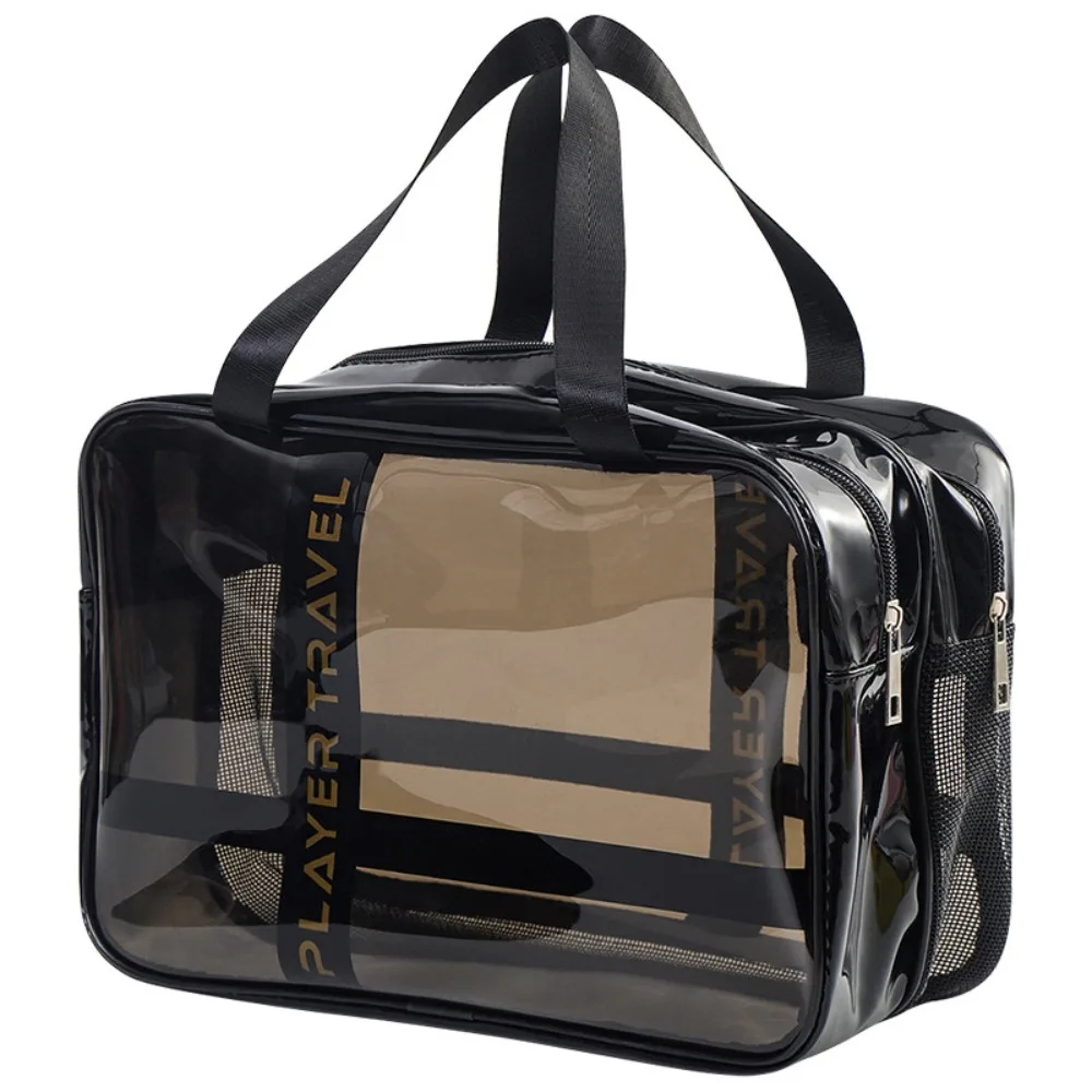 

Прозрачная женская косметичка с двойным отделением для влажных и сухих вещей, большая вместительная дорожная сумка для хранения косметики, органайзер для туалетных принадлежностей