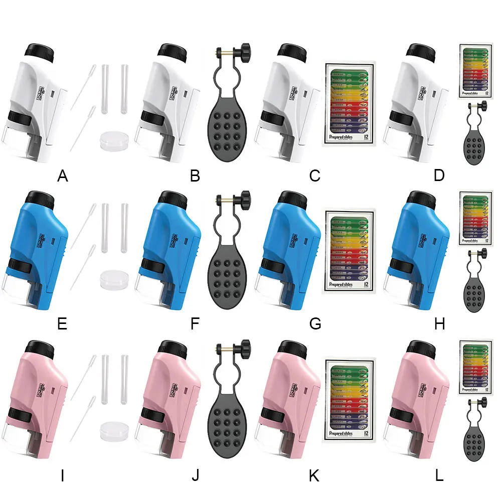 Kieszonkowy zestaw mikroskopowy lampka laboratoryjna LED 60X-120X Mini mikroskop cyfrowy do bateria podręczna z oświetleniem LED dla dzieci