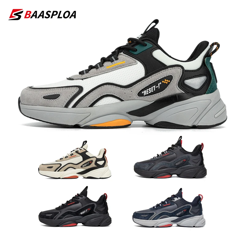 Baasploa Men Running Shoes Outdoor Casual Lightweight Breathable Sports Shoes Male Fashion Non-Slip Wear-Resistant Sneakers