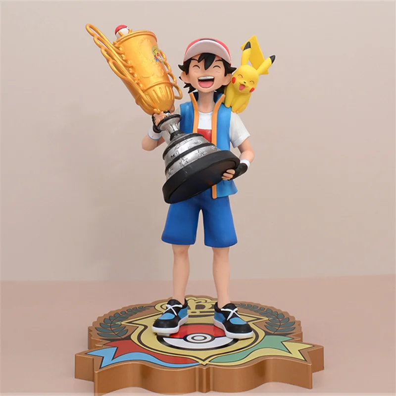 2024 nowy 26cm mistrz Pokemon Pikachu Ash Ketchum Model kreskówki kolekcja modeli z pcv ozdoby na biurko prezenty