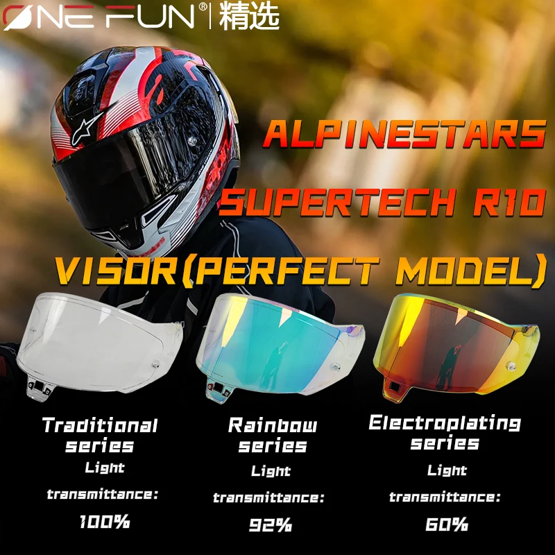 خوذة دراجة نارية فوتوكروميك قناع لـ Alpinestars Supertech R10 HD للاستخدام الليلي وعدسة بديلة مضادة للضباب
