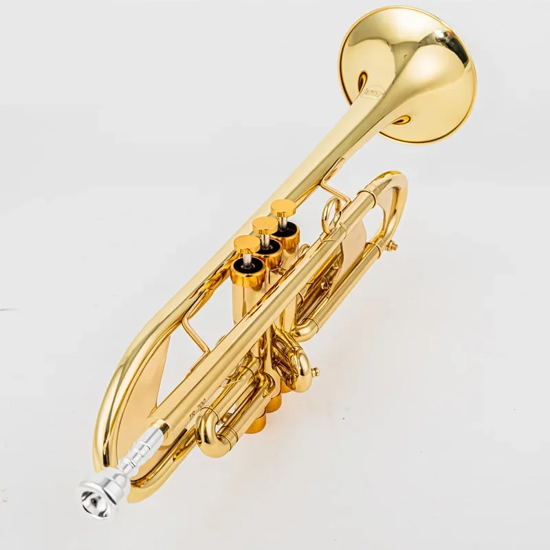 Trompeta Vincent BACH TR-700, cuerpo de latón, trompeta profesional en Si bemol chapada en oro, instrumento musical de latón con estuche y boquilla