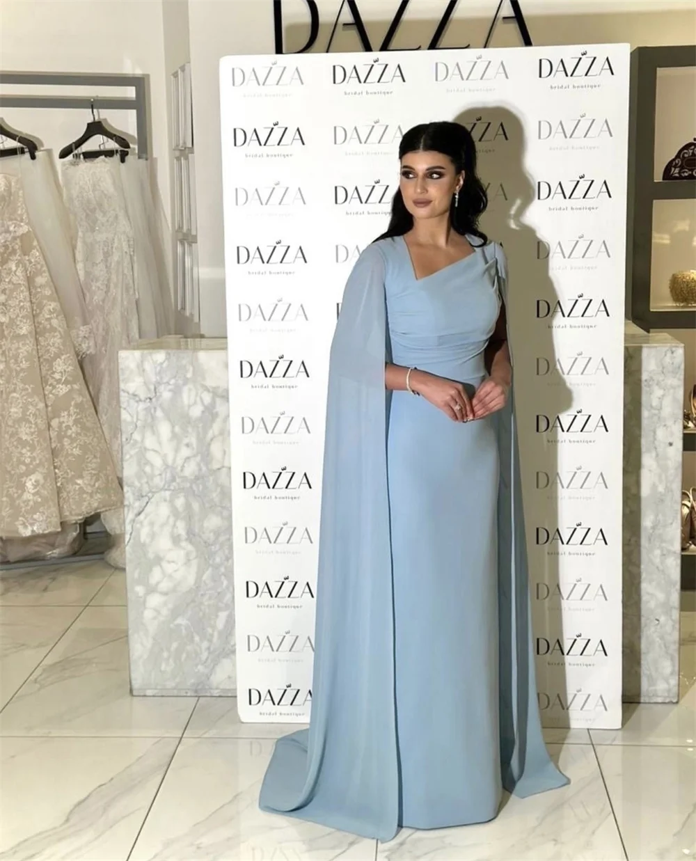 Annie Light Blue Prom Dresses Elegant Lady Evening Dress 2024فساتين السهرة Chiffon A-line Wedding Formal Occasions Party Dresses