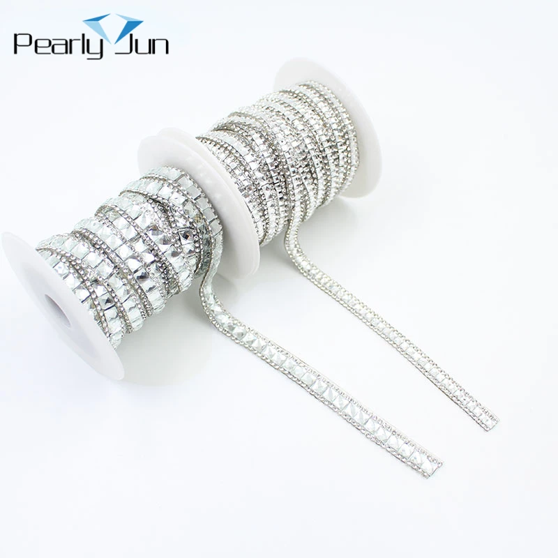 1 Yard Hot Sale White Glass Crystal Rhinestone Tape Hot Repair Ribbon Ironing Decal DIY Use for Dress Shoes Decoration TR006