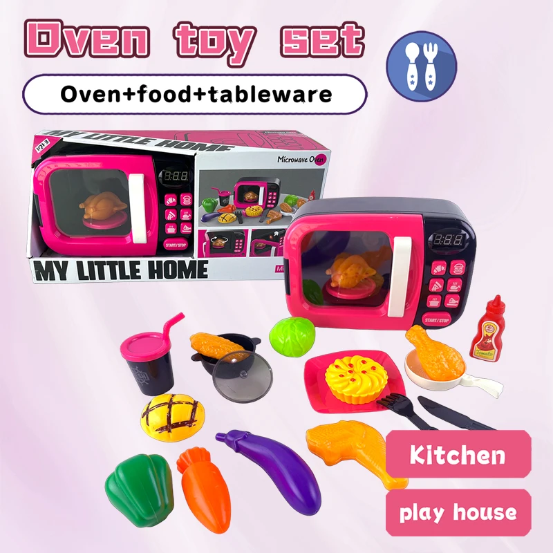 

Kids' Microwave Playset – Interactive Kitchen Toy with Lights & Sounds – Includes Play Food & Accessories – Pretend Cooking