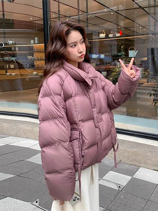 

Женское зимнее пальто Sli Purple ort Bread Sle down Jaet, теплое, белое, из искусственного пуха, повседневное, свободного кроя, из полиэфирного волокна