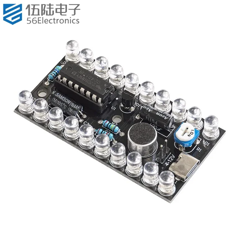 Double Rows of Voice-activated Flowing Water Lamp DIY Kit CD4017LED Colour Lights Controller Fun Soldering Practice Loose Parts