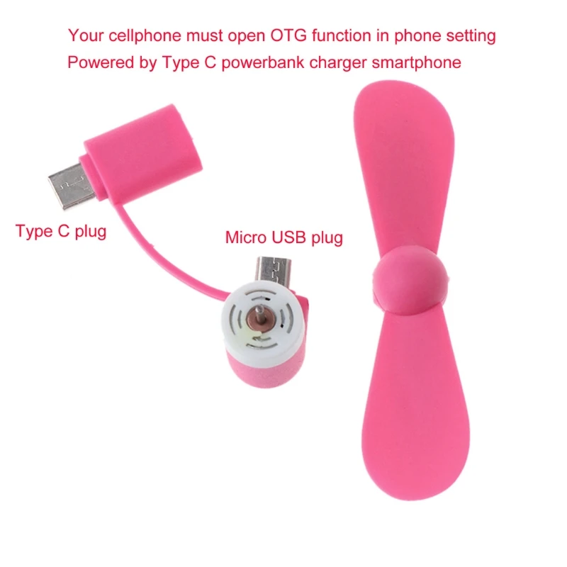 Du Lịch Điện Thoại Động Quạt Mini Type-C Micro USB Làm Mát Cho Điện Thoại Android Người Hâm Mộ