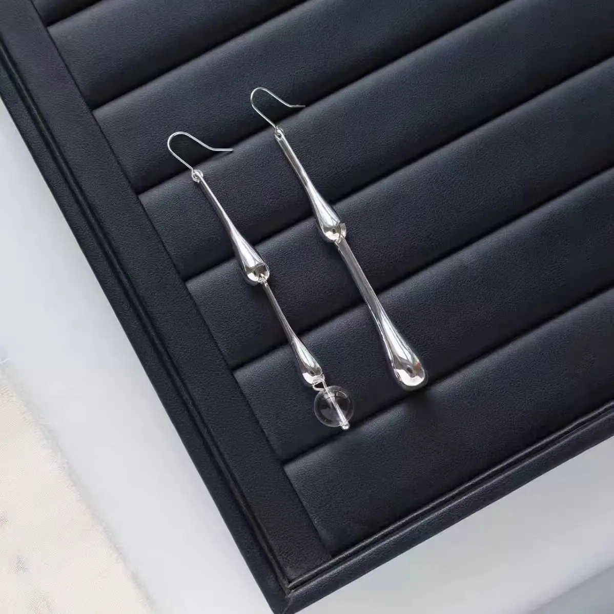 

Jenny&dave Long Water Droplet Silver Needle Earrings Copper Plated With Real Gold Bamboo Tassel Jewelry Earrings Women's