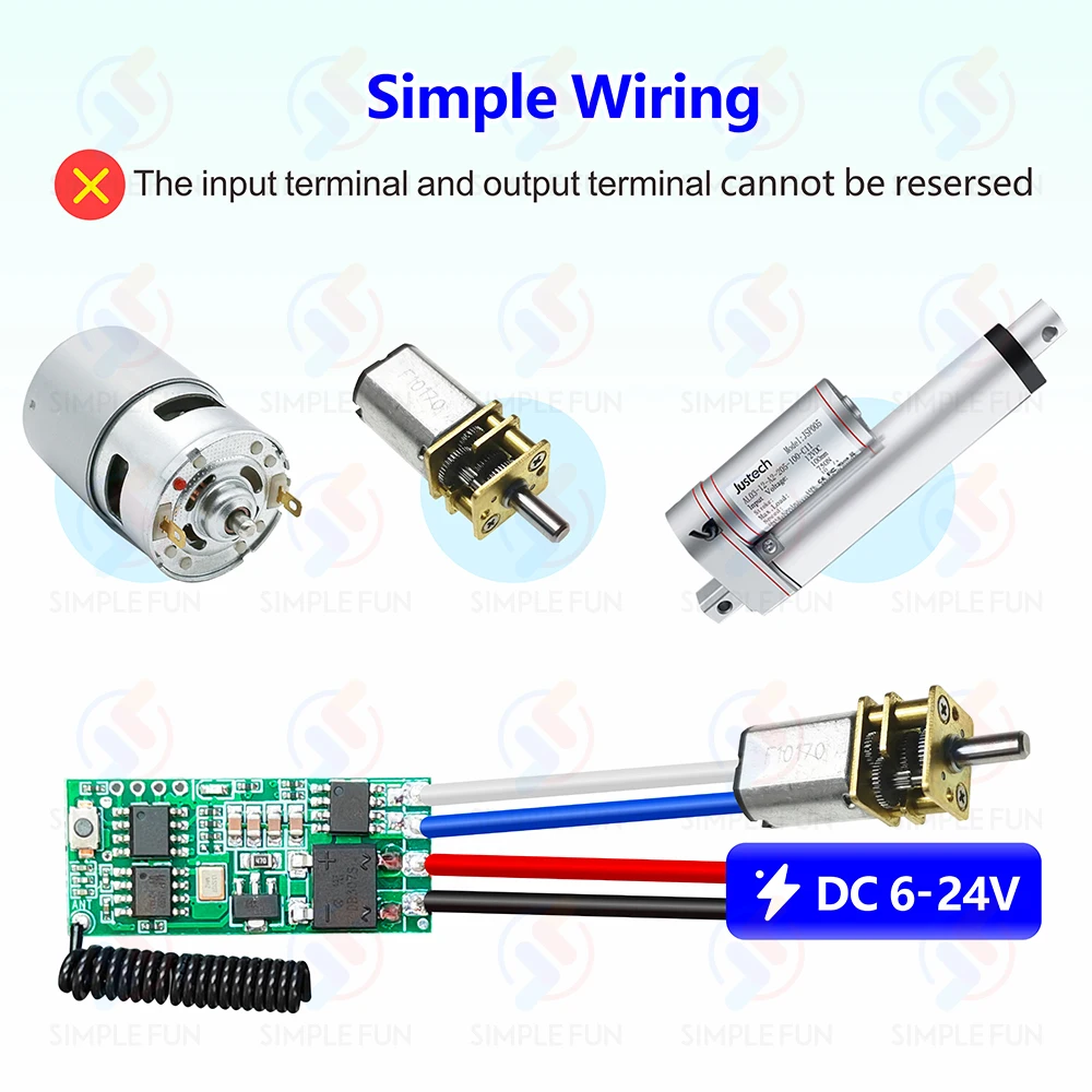 DC 6V 12V 18V 24V Motor Remote Control Switch,433MHz Mini Relay Module,500m Transmitter,for Motor Forwards Reverse Stop/DIY